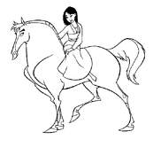 coloriage mulan sur son cheval